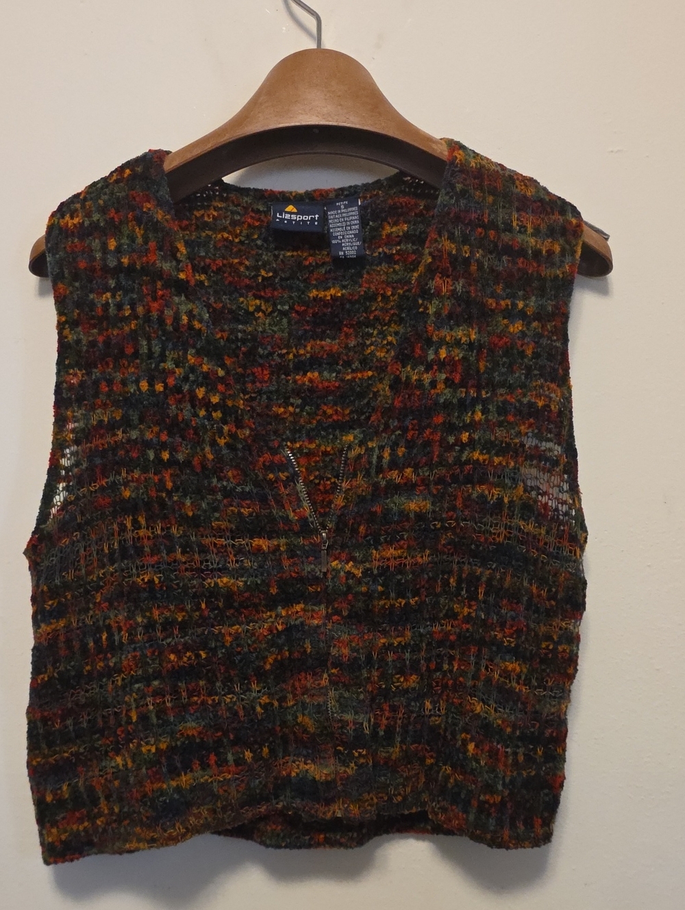 LIZSPORT Multicolor Knit V-Neck Sweater Vest - Autumn Hues